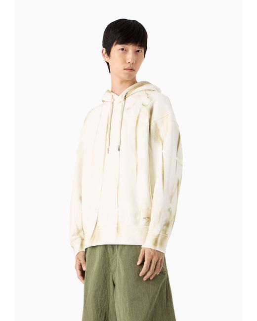 Emporio Armani Natural Sustainability Values Capsule Collection Organic Jersey Hooded Sweatshirt With Streaked Print for men