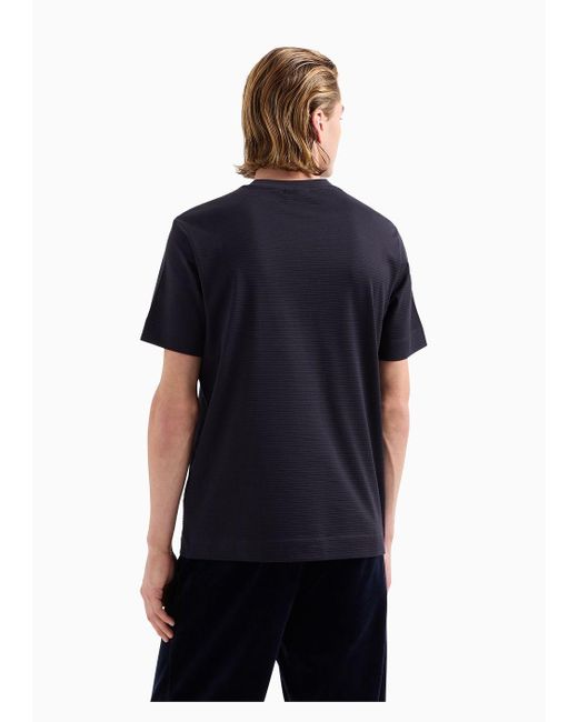 Emporio Armani Blue 3d-effect Asv Embossed Jacquard Jersey T-shirt for men