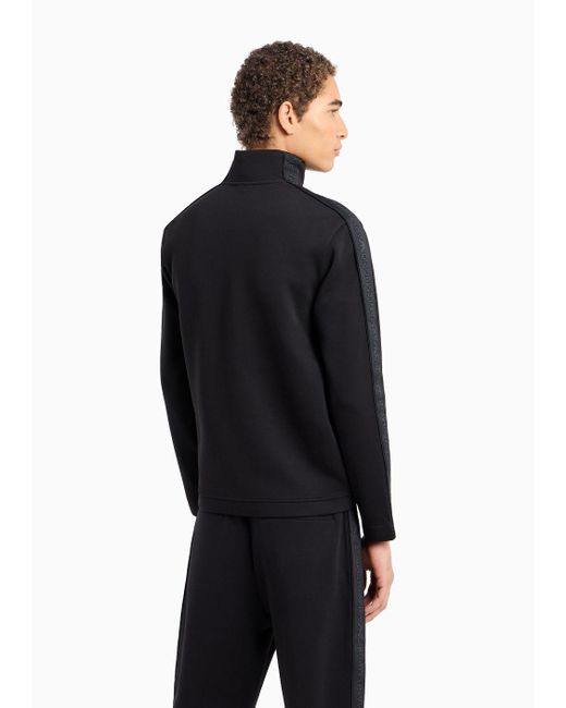 Sweat-shirt Entièrement Zippé En Double Jersey Avec Bande Logo Emporio Armani pour homme en coloris Black
