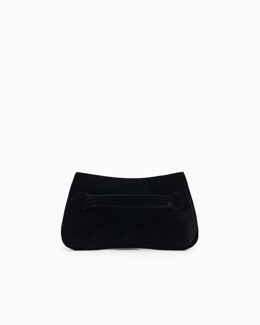 Emporio Armani Black Smooth Velvet Clutch Bag With Chain Strap