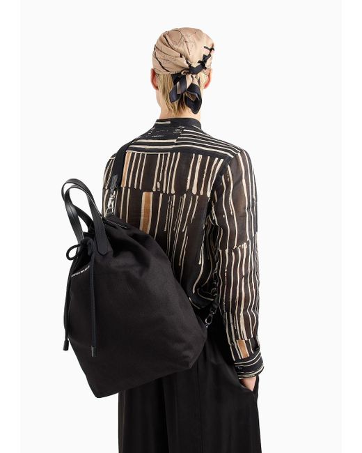 Emporio Armani Black Drawstring Canvas Sack Bag With Shoulder Strap for men