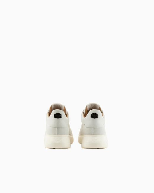Emporio Armani White Nubuck Sneakers With Knurled Soles for men