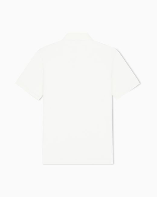 Emporio Armani White Piqué Polo With Embroidered Logo for men