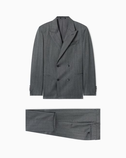 Emporio Armani Gray Double-Breasted Suit for men