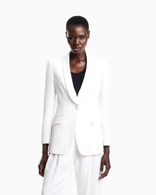 Emporio Armani White Satin Blazer