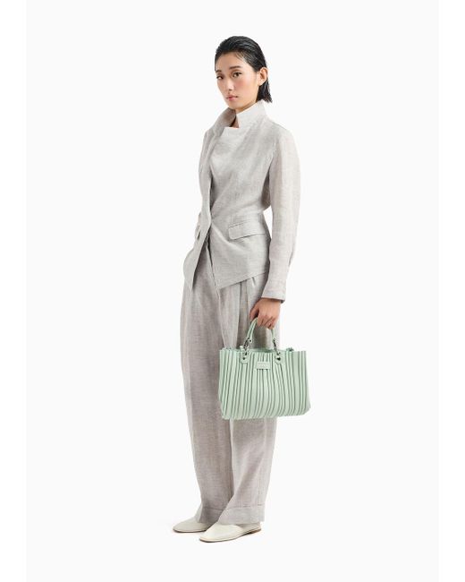 Pantalon Avec Pinces Et Revers En Lin Délavé Emporio Armani en coloris Gray