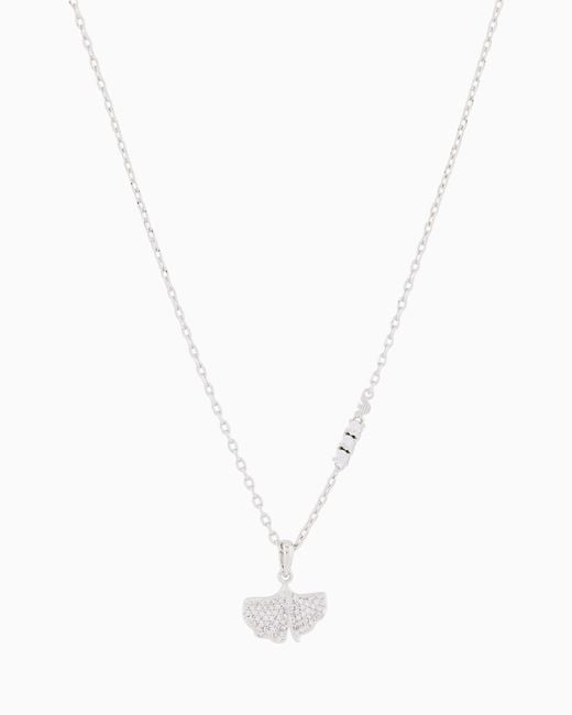 Emporio Armani White Tone Brass Pendant Necklace