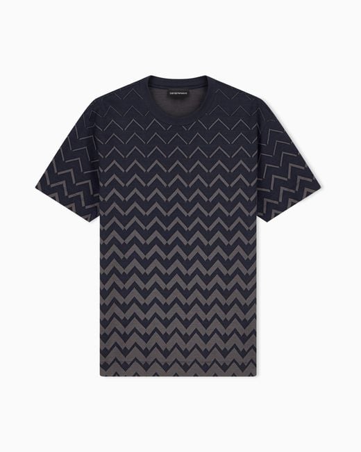 Emporio Armani Blue Jersey Jacquard T-Shirt for men