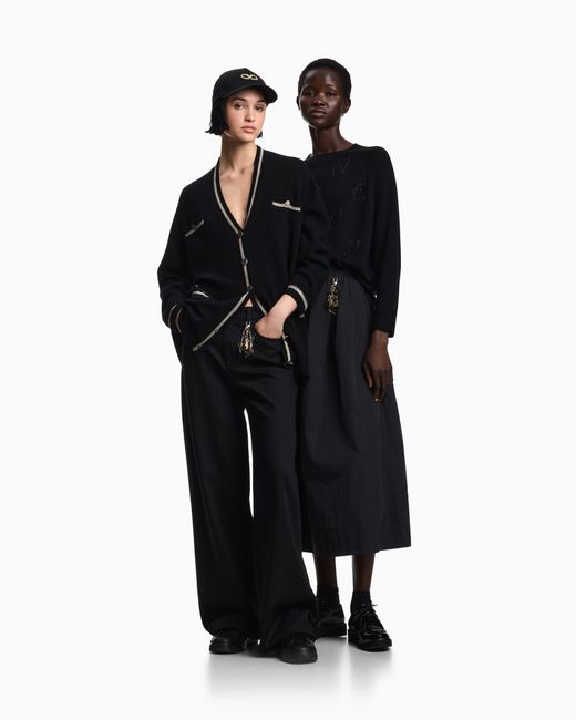 Emporio Armani Black Lunar New Year Wool And Cashmere Blend Cardigan