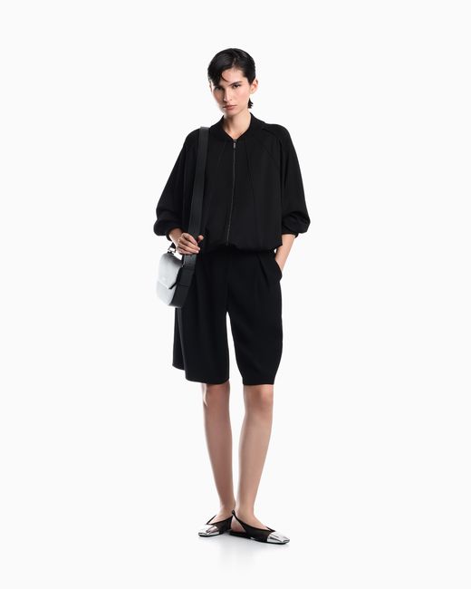 Emporio Armani Black Punto Milano Jersey Blouson Jacket With Drawstring Hem
