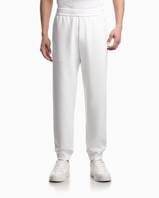 Emporio Armani White Lyocell-Blend Interlock-Jersey Joggers With Jacquard Lettering for men