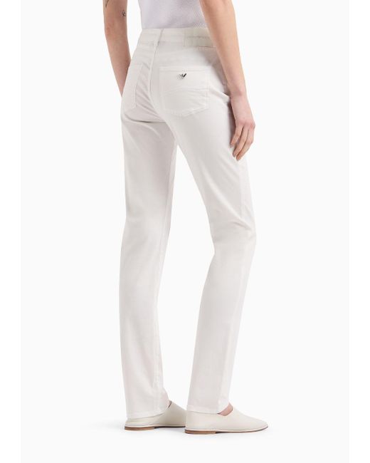 Jeans J18 Vita Alta E Gamba Skinny In Tessuto Stretch Tinto Capo di Emporio Armani in White