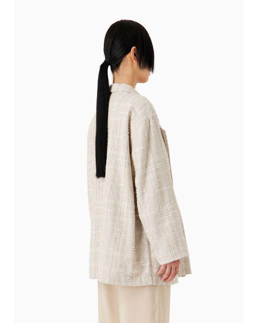 Veste À Simple Boutonnage Surdimensionnée En Tweed À Carreaux Emporio Armani en coloris Natural