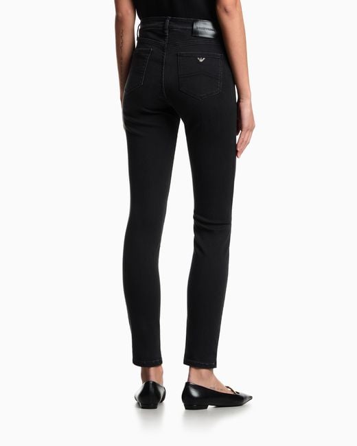 Emporio Armani Blue Stone Wash Jeans With A High Waist And Skinny Fit Essential