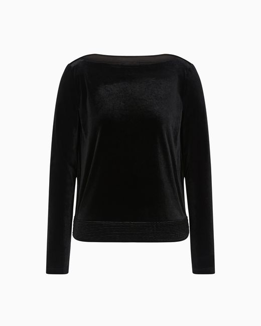 Sudadera De Chenilla Elástica Con Cuello Barco Emporio Armani de color Black