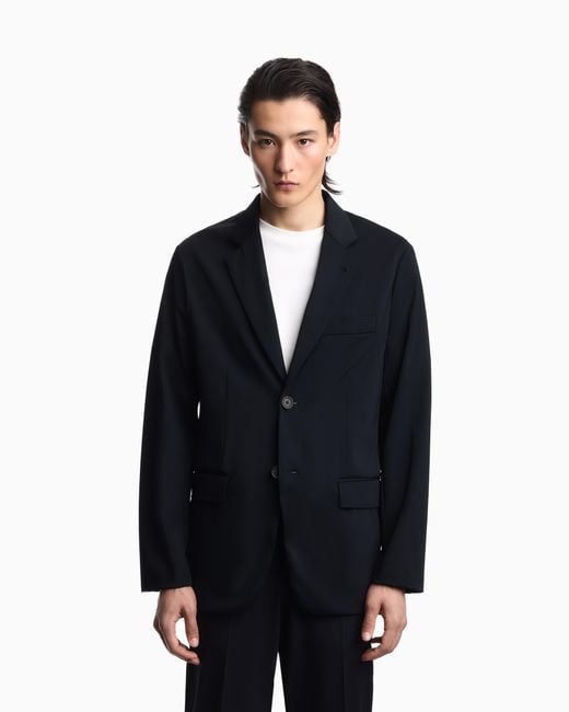 Emporio Armani Blue Stretch-Nylon Blazer for men