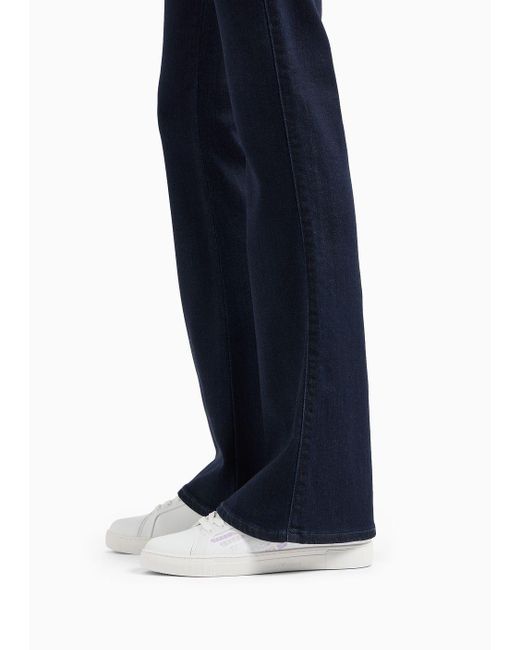 Jeans J47 Medium High Waist Flare Leg In Denim Misto Viscosa di Emporio Armani in Blue