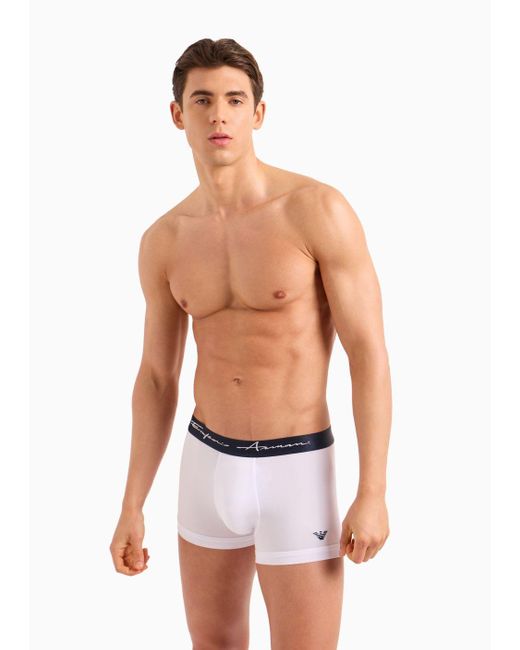 Emporio Armani Eng Anliegende Boxershorts Aus Weichem Modal Mit Logo-schriftzug in White für Herren