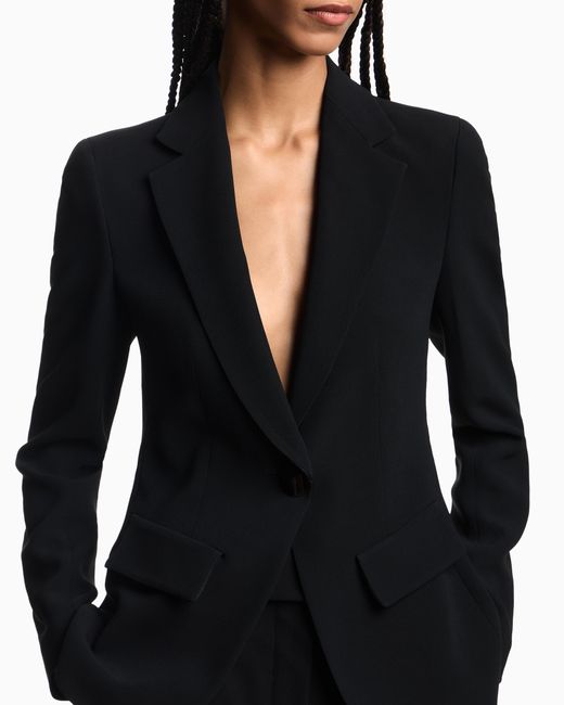 Emporio Armani Black Single-Breasted Cady Crêpe Blazer