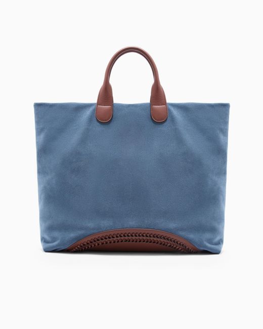 Emporio Armani Blue Suede Icon Shopper Bag for men