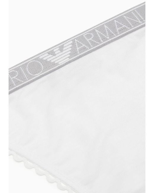 Emporio Armani White Asv Dreamy Lace Certified Viscose Thong