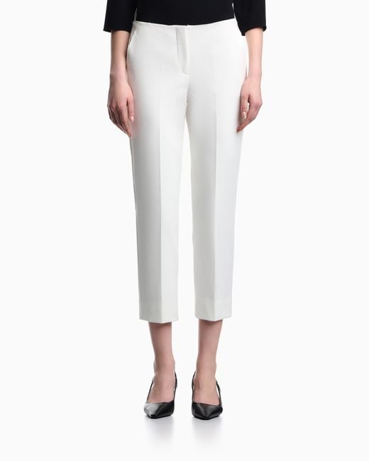 Emporio Armani White High-Waisted Trousers