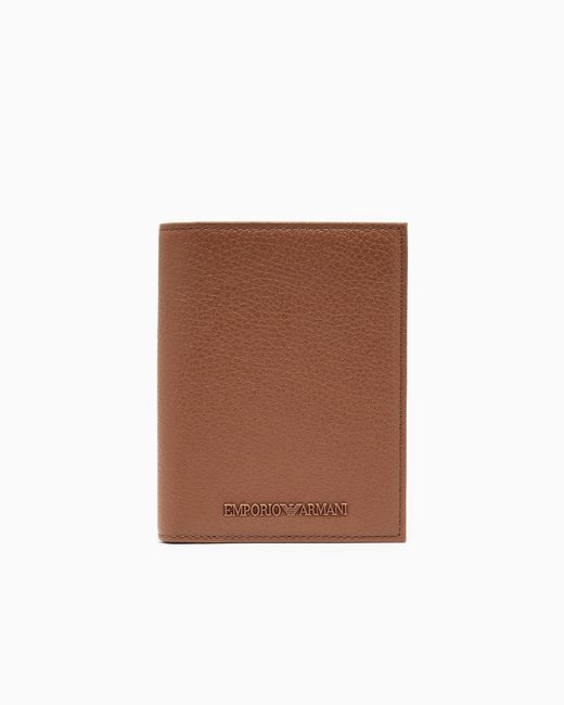 Emporio Armani Brown Tumbled Leather Card Holder for men