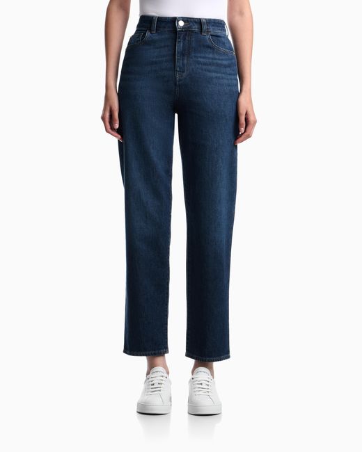 Emporio Armani Blue Five-Pocket Rigid Denim Jeans With A Vintage Look