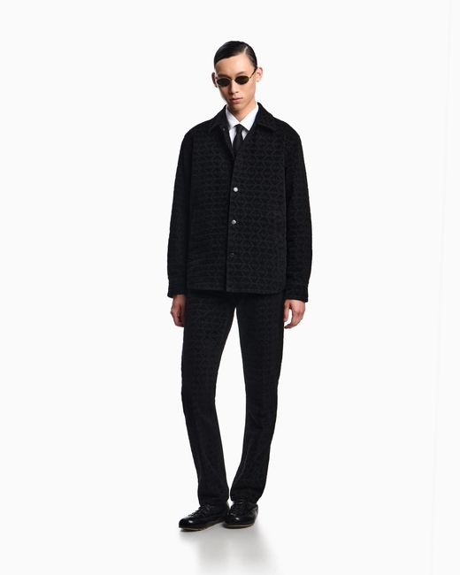 Emporio Armani Black Lunar New Year Jacket With Chenille Jacquard Motif for men