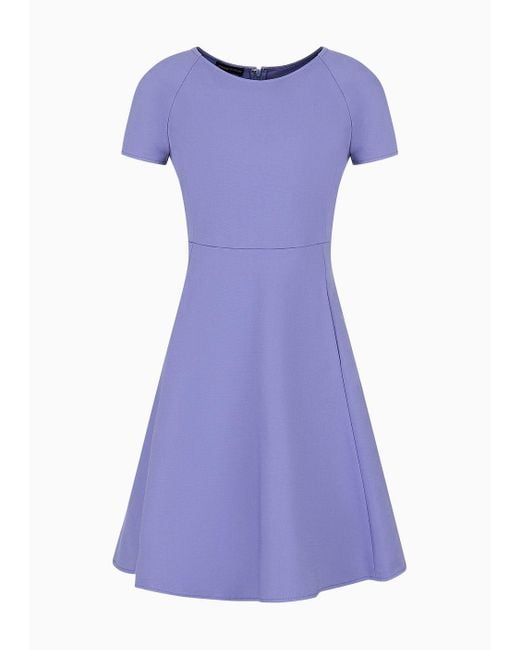 Emporio Armani Purple Flared Cotton Dress With Full Skirt