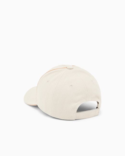 Emporio Armani White Canvas Baseball Cap With Signature Logo Embroidery