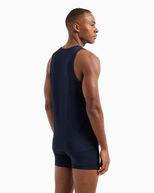 Canotta Loungewear Shiny Logoband Asv di Emporio Armani in Blue da Uomo