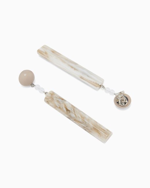 Emporio Armani White Oversized Pendant Earrings With Bar