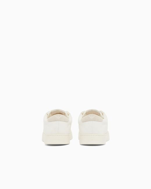 Emporio Armani White Jacquard Sneakers With An All-Over Eagle for men