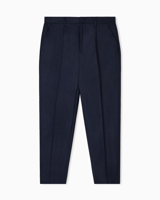 Pantalon En Sergé Stretch De Laine Vierge Emporio Armani pour homme en coloris Blue