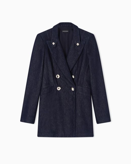 Emporio Armani Blue Double-Breasted Blazer