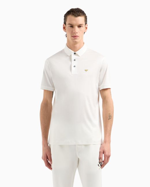Emporio Armani Asv Poloshirt Aus Einer Jersey-Lyocell-Mischung Mit Stickerei in White für Herren