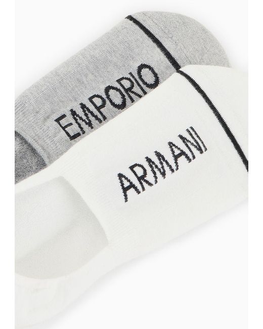 Emporio Armani White Two-pack Of Terry Trainer Socks With Athletic Jacquard Logo