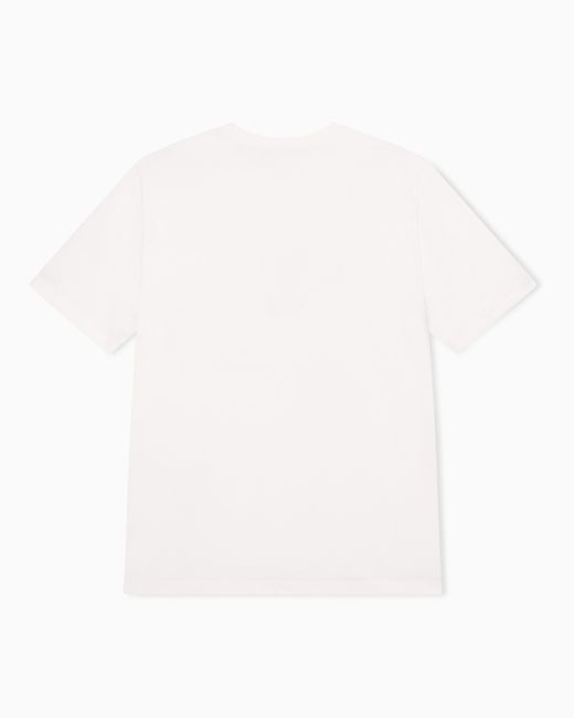 Emporio Armani White Jersey T-Shirt With Embroidered Logo And Flock Print for men