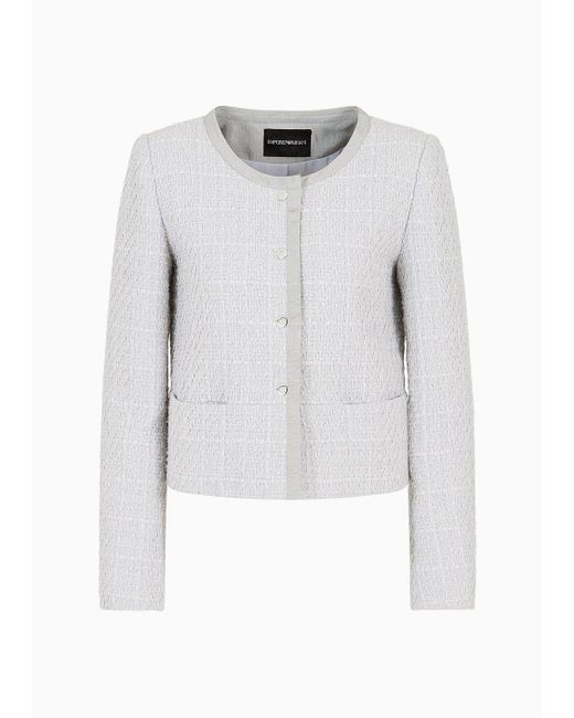 Emporio Armani White Lurex Tweed Single-breasted Jacket