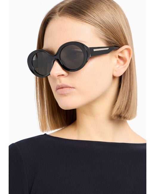 Gafas De Sol De Forma Ovalada Para Emporio Armani de color Black