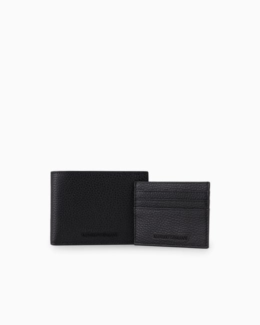 Emporio Armani Black Gift Box With Wallet And Card Holder for men