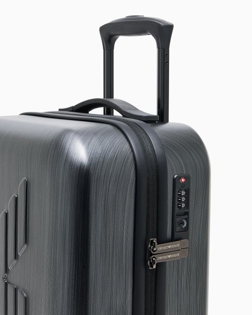 Emporio Armani Black Abs Carry-On Bag With Oversized, Embossed Eagle for men