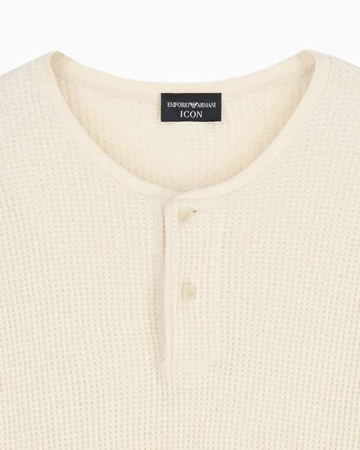 Emporio Armani Natural Icon Jersey-Stitch, Henley-Collar Sweatshirt for men