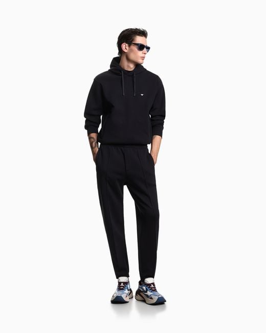 Emporio Armani Blue Double Jersey Joggers With Side Zip Pockets Essential for men