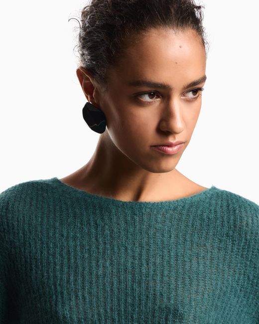 Emporio Armani Green Alpaca Wool-Blend, Crew-Neck Jumper