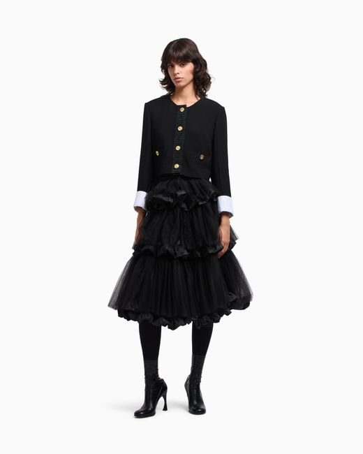 Jupe Avec Volants En Tulle Et Effet Froissé À Mémoire De Forme Emporio Armani en coloris Black