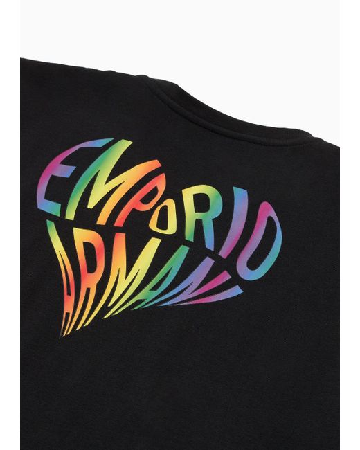 T-shirt Loungewear Slim Fit Con Stampa Logo Rainbow di Emporio Armani in Black da Uomo