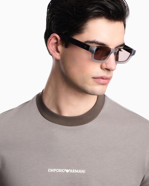 Emporio Armani Gray Rectangular Sunglasses