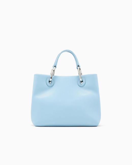 Emporio Armani Blue Nappa-Leather Small Myea Shopper Bag